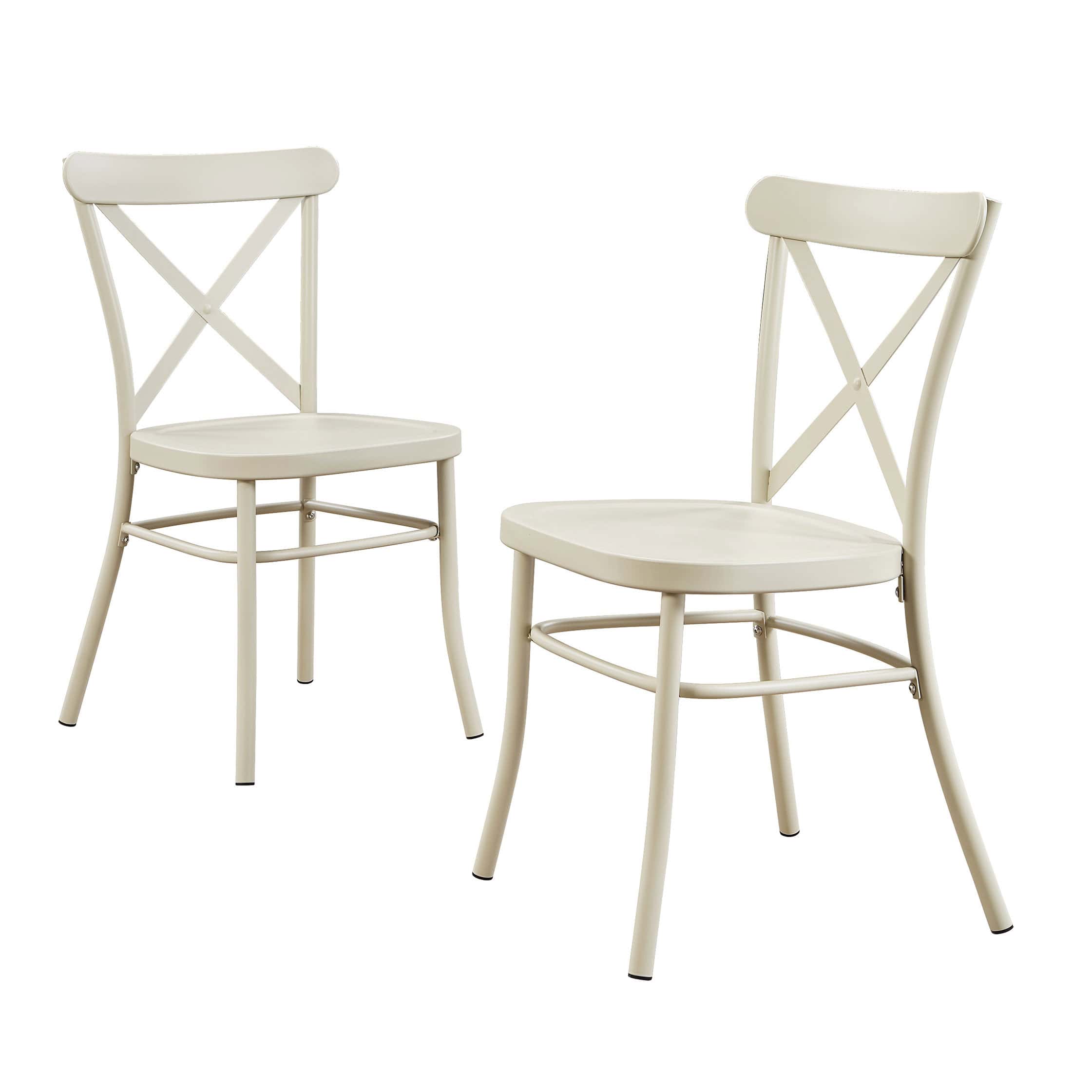 Better Homes and Gardens Collin Distressed Dining Chair, 2 Pack, Vanilla Dream Finish