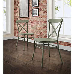 Better Homes and Gardens Collin Distressed Dining Chair, Set of 2, Green Finish