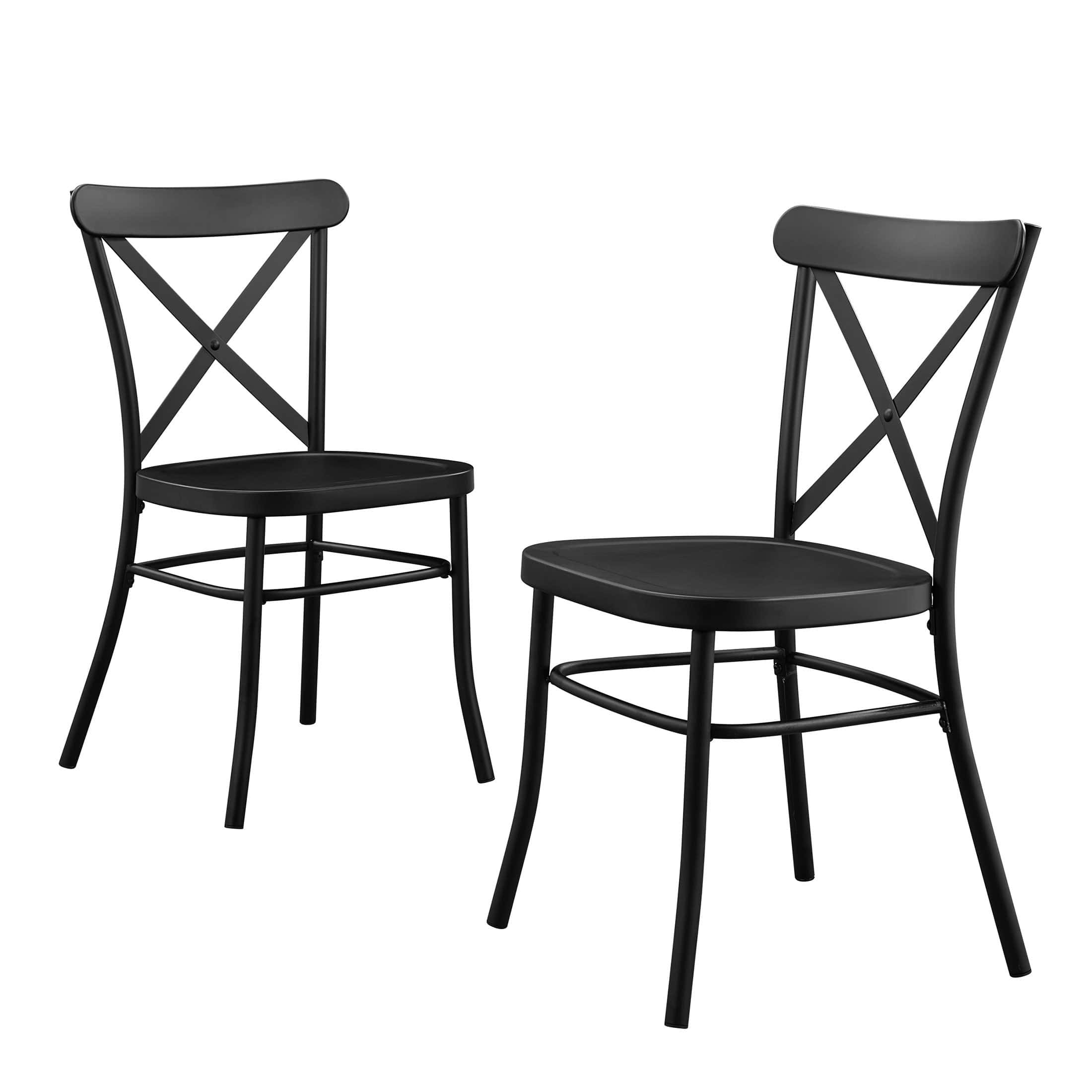 Better Homes and Gardens Collin Distressed Dining Chair, Set of 2, Rich Black Finish