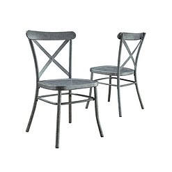 Better Homes and Gardens Collin Distressed Dining Chair, Set of 2, Silver Finish