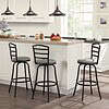 Mainstays 3-Pack Indoor Adjustable 24" or 29" Swivel Adjustable Black Metal Barstool, Dark Gray Seat