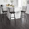 Mainstays 3-Pack Indoor Adjustable 24" or 29" Bronze Ladder Back Swivel Barstool, Espresso Vegan Leather Seat