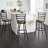 Mainstays 3-Pack Indoor Adjustable 24" or 29" Bronze Ladder Back Swivel Barstool, Tan Microfiber Seat