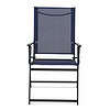 Mainstays Greyson Steel and Sling Adult Folding Outdoor Patio Armchair, Navy (Set of 2)
