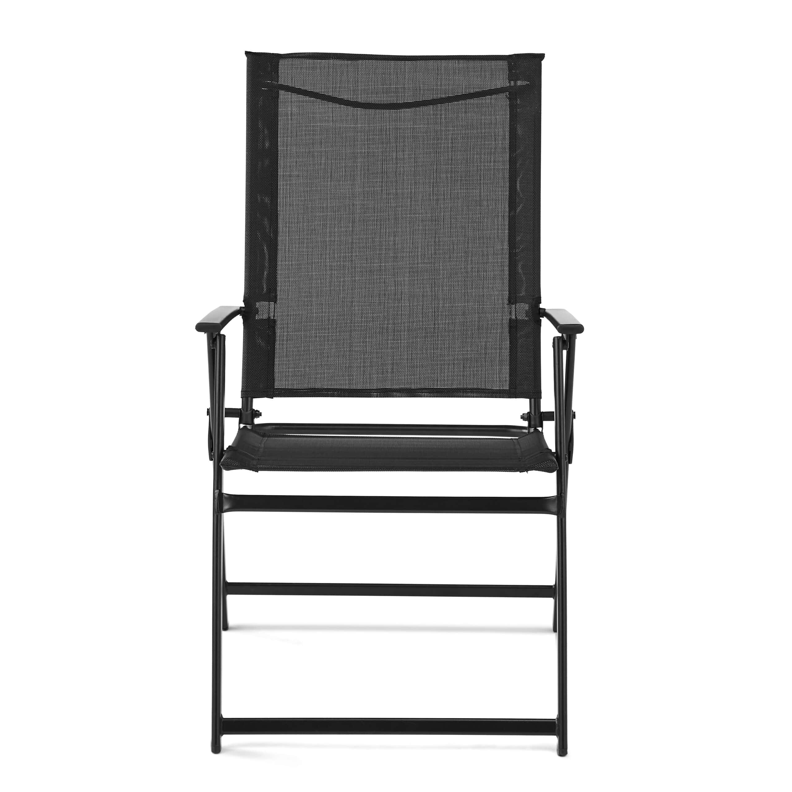 Mainstays Greyson Steel and Sling Folding Outdoor Patio Armchair - Set of 2, Black