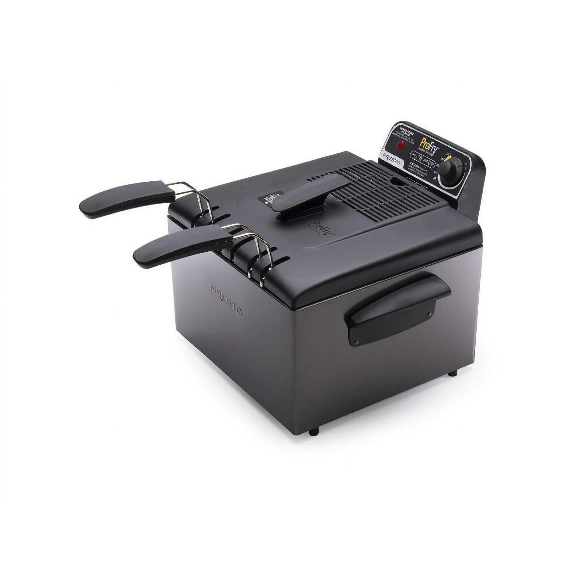 Presto 5Qt Dual Basket Pro Fry Immersion Element Black Deep Fryer 05489