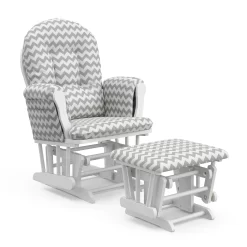 Storkcraft Hoop Infant Nursery Glider and Ottoman, White with Gray Chevron