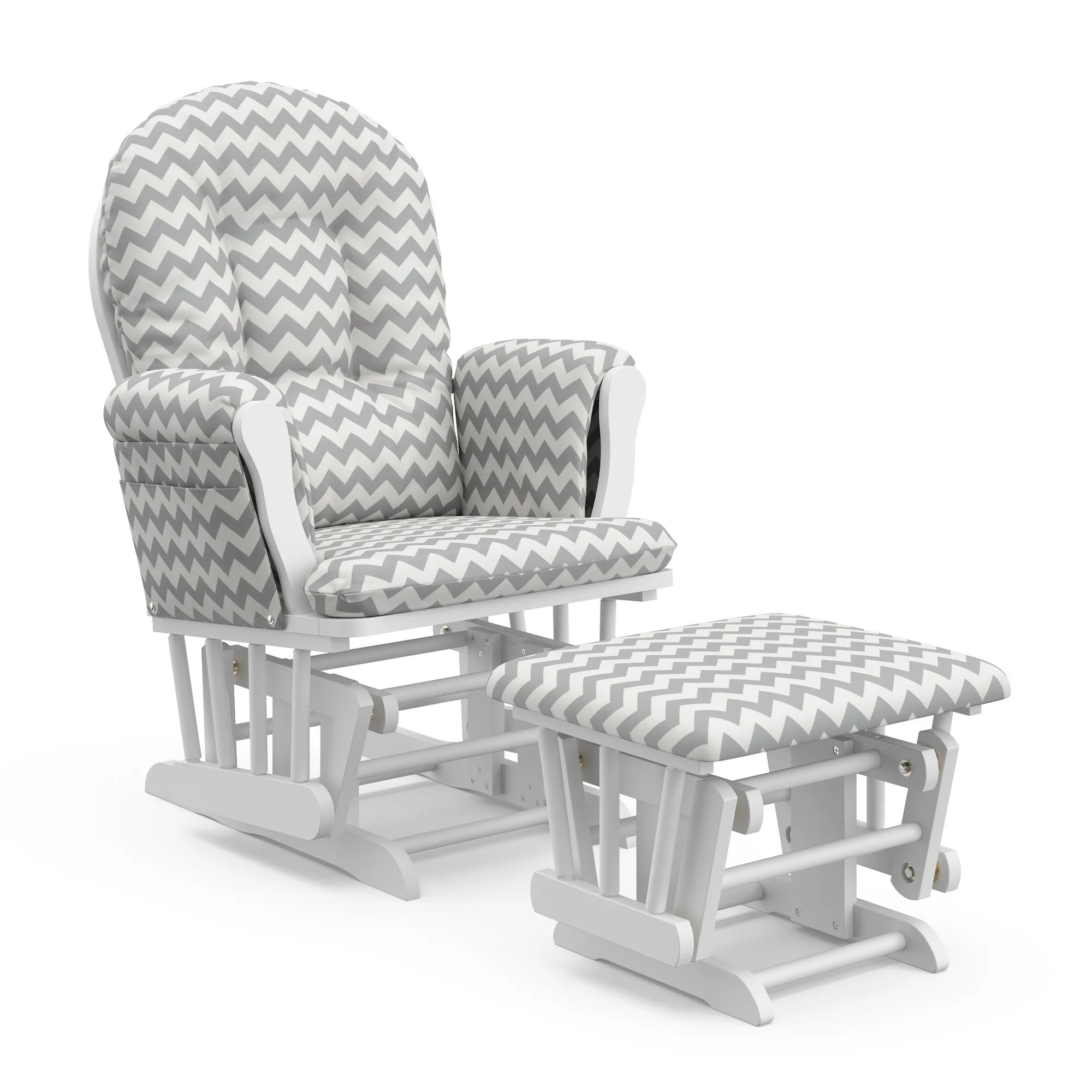 Storkcraft Hoop Infant Nursery Glider and Ottoman, White with Gray Chevron
