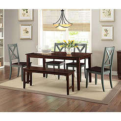 Better Homes & Gardens Maddox Crossing Dining Chairs, Set of 2, Dark Seafoam Finish