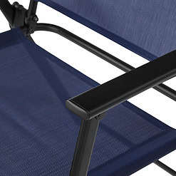 Mainstays Greyson Steel and Sling Adult Folding Outdoor Patio Armchair, Navy (Set of 2)