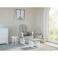 Storkcraft Hoop Infant Nursery Glider and Ottoman, White and Light Gray
