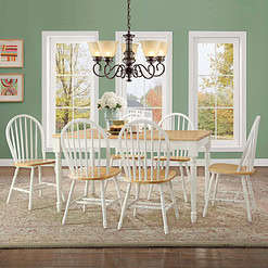 Better Homes and Gardens Autumn Lane Windsor Solid Wood Dining Chairs, White and Oak (Set of 2)