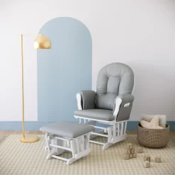 Storkcraft Hoop Infant Nursery Glider and Ottoman, White and Light Gray