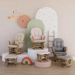 Storkcraft Hoop Infant Nursery Glider and Ottoman, Natural with Beige