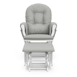 Storkcraft Hoop Infant Nursery Glider and Ottoman, White and Light Gray
