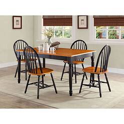 Better Homes and Gardens Autumn Lane Windsor Solid Wood Chairs, Set of 2, Black and Oak