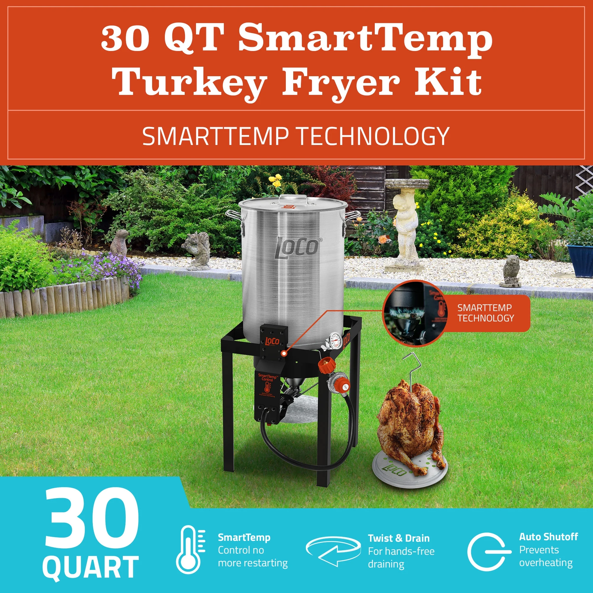 Loco Cookers 30qt SmartTemp Propane Turkey Fryer