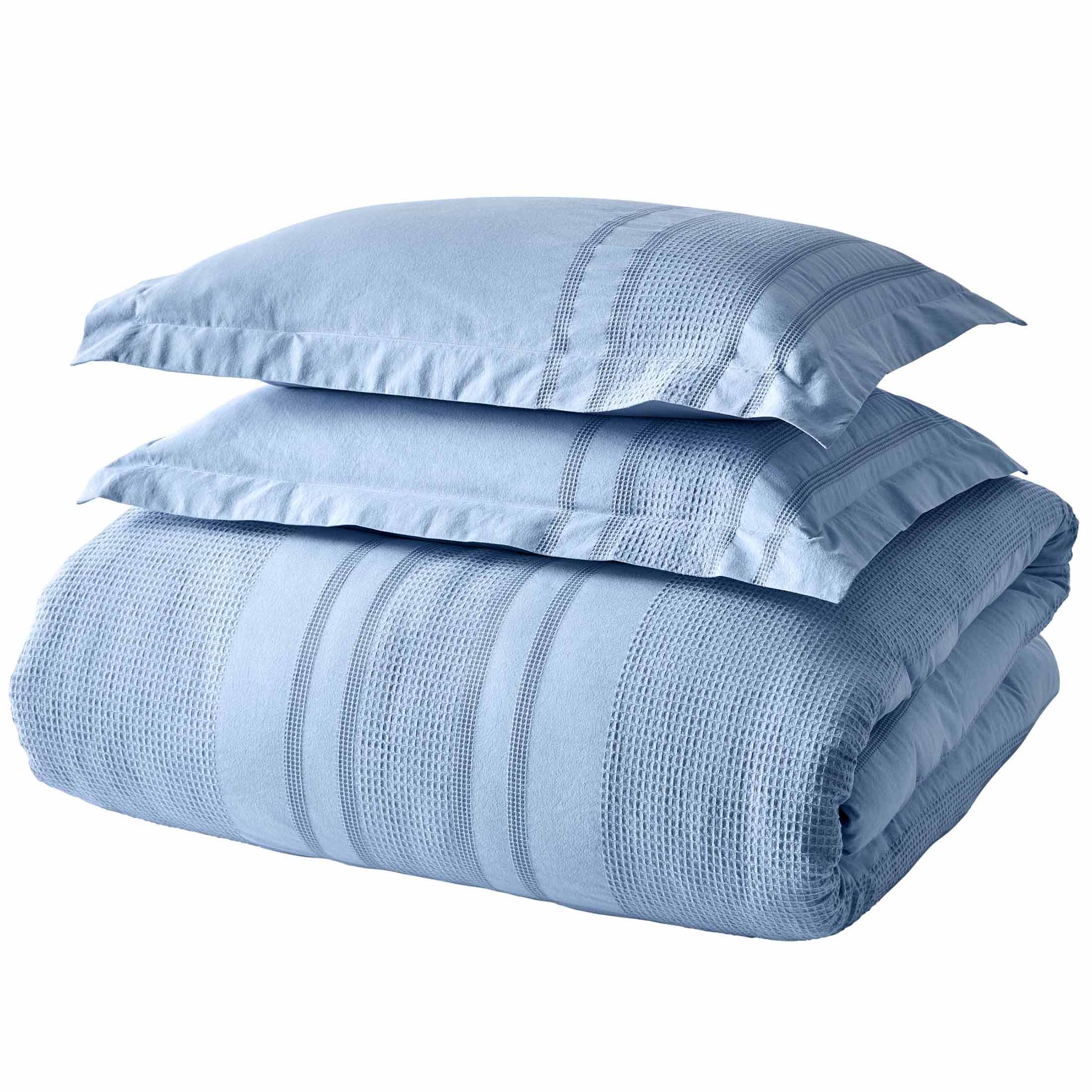 Better Homes & Gardens 3-Piece Blue Waffle Stripe Comforter Set, Adult Full/Queen