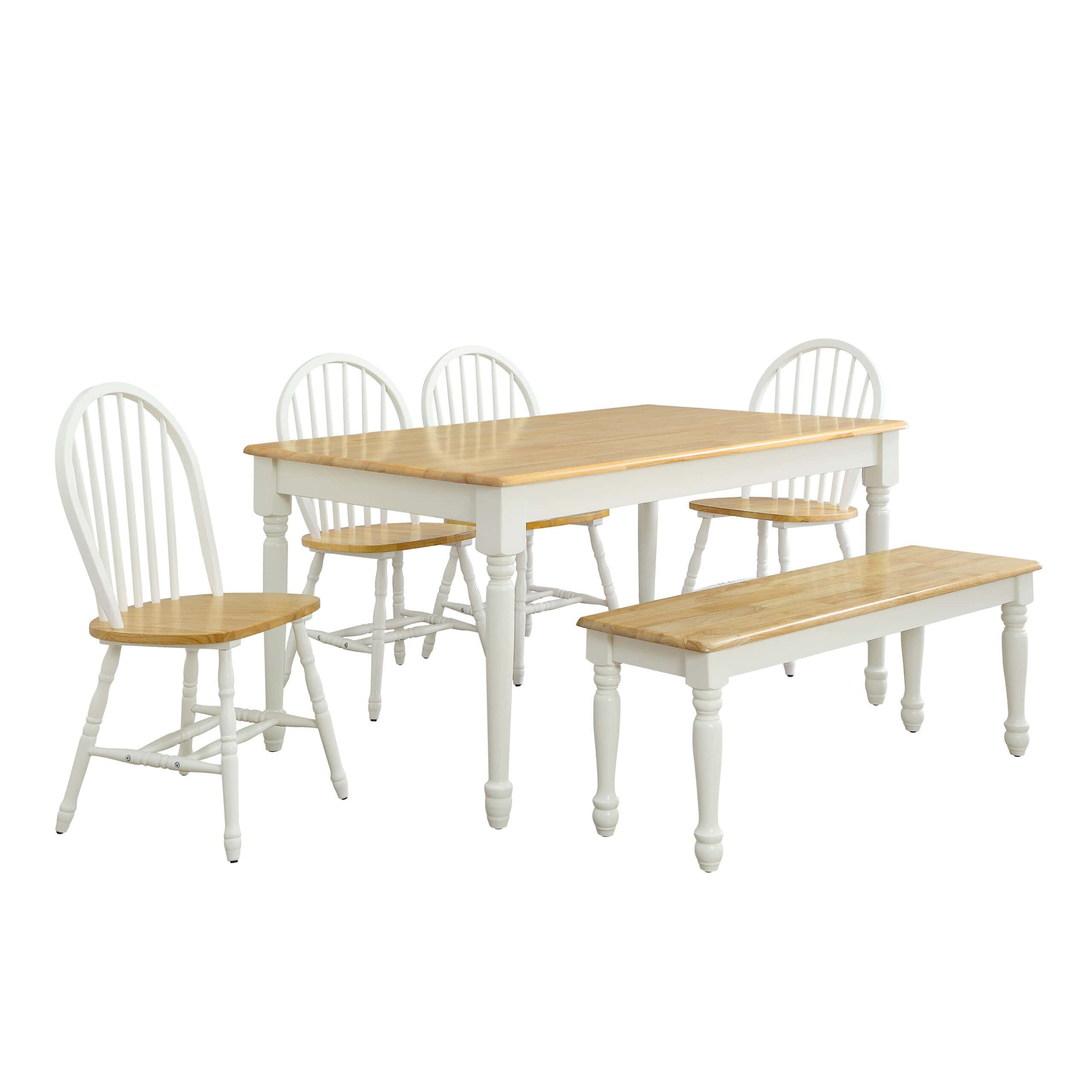 Better Homes and Gardens Autumn Lane Windsor Solid Wood Dining Chairs, White and Oak (Set of 2)