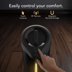 Vornado - ARA Oscillating Ambient Light Tower Fan with Remote, 40 Inch, Quiet Powerful fan, 5 Speeds, Touch Control - Black