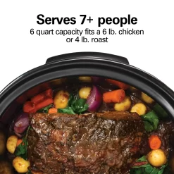 Hamilton Beach Defrost & Go Programmable Slow Cooker, Temperature Probe, 6 Quart Capacity, 33962