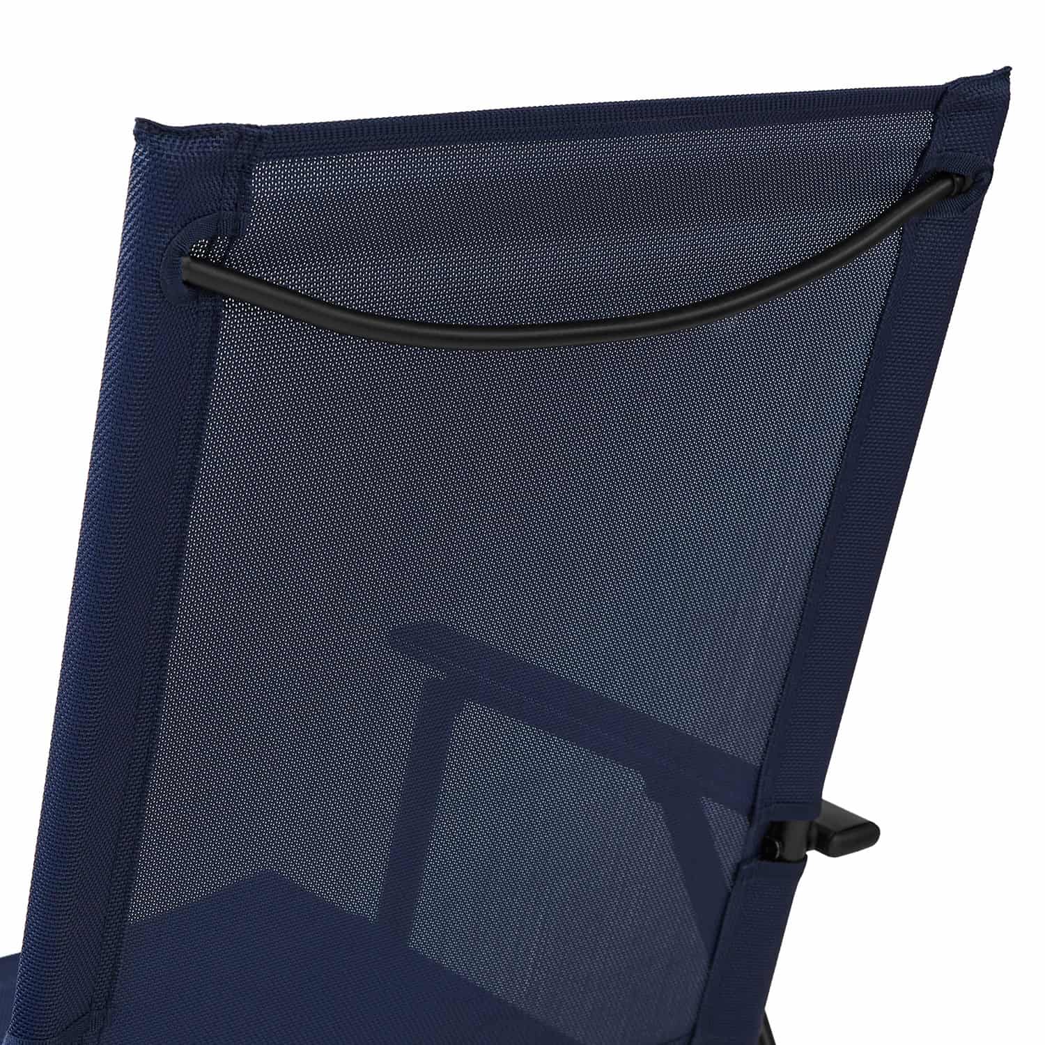 Mainstays Greyson Steel and Sling Adult Folding Outdoor Patio Armchair, Navy (Set of 2)