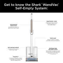 Shark - Wandvac Self-Empty System Pet, Bagless Cordless 3-in-1 Cordless Stick Vacuum with HEPA Self-Empty Charging Base - White