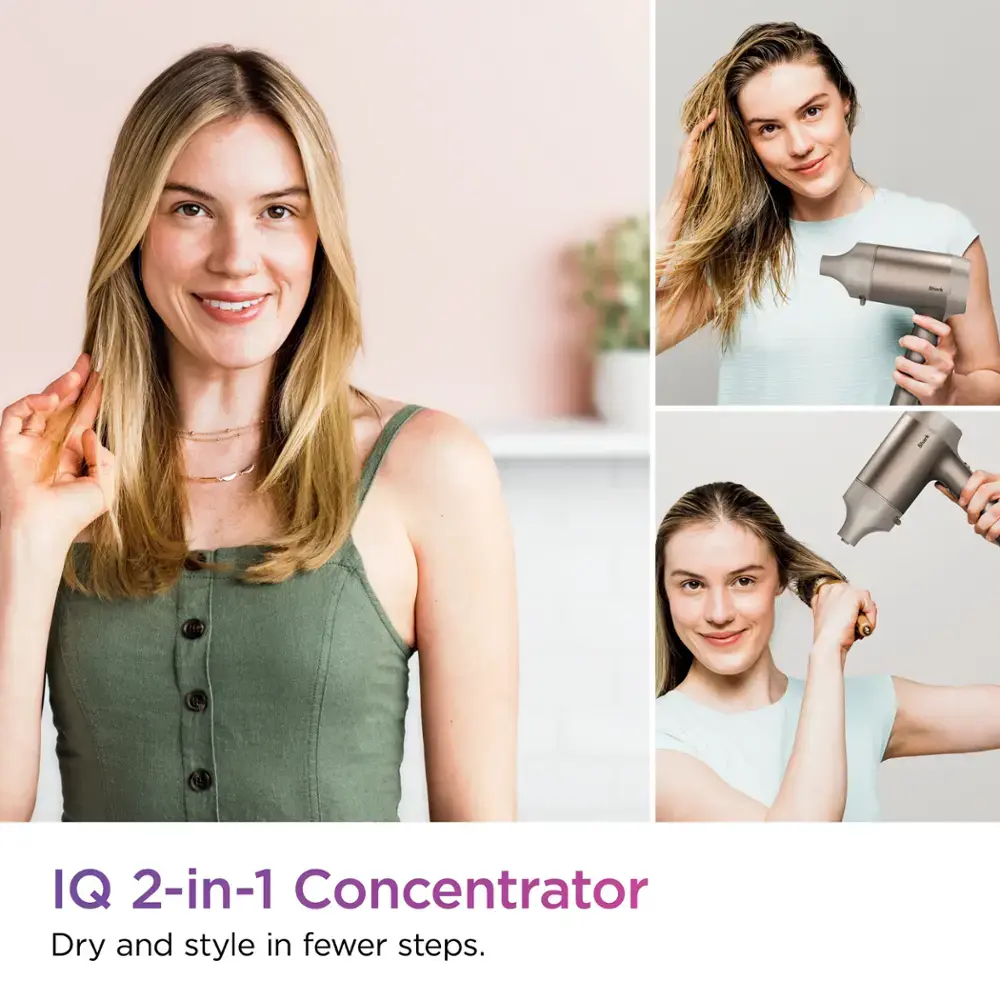 Shark - HyperAir Hair Blow Dryer with IQ 2-in-1 Concentrator & Styling Brush Attachments - Stone