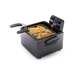 Presto 5Qt Dual Basket Pro Fry Immersion Element Black Deep Fryer 05489