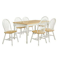 Better Homes and Gardens Autumn Lane Windsor Solid Wood Dining Chairs, White and Oak (Set of 2)