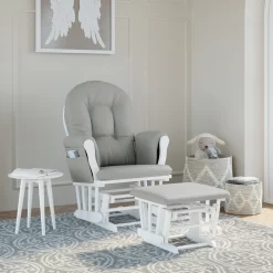Storkcraft Hoop Infant Nursery Glider and Ottoman, White and Light Gray