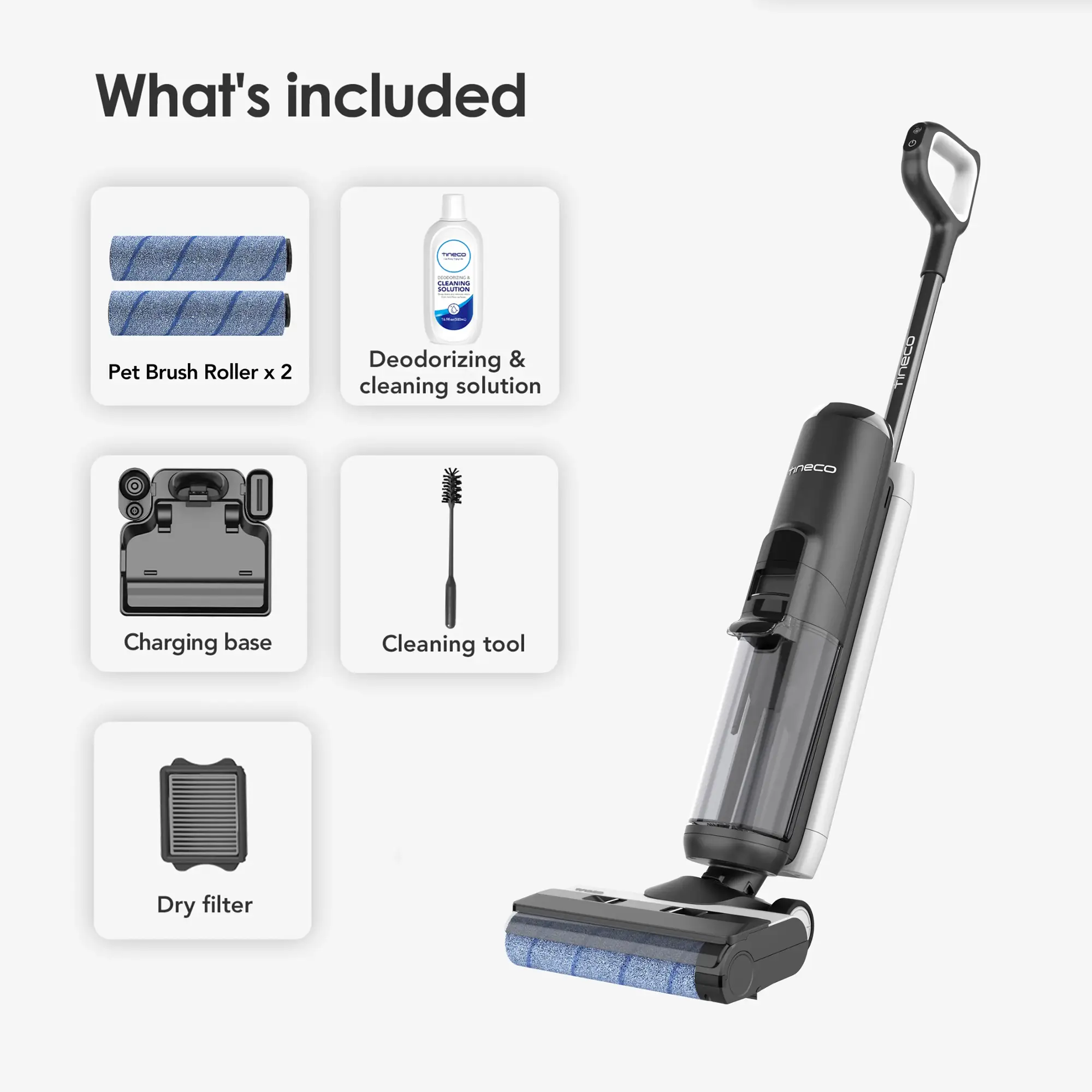 Tineco - Floor Washer Pet Cordless Mop & Vacuum Cleaner - 5 Series - Black