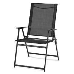 Mainstays Greyson Steel and Sling Folding Outdoor Patio Armchair - Set of 2, Black
