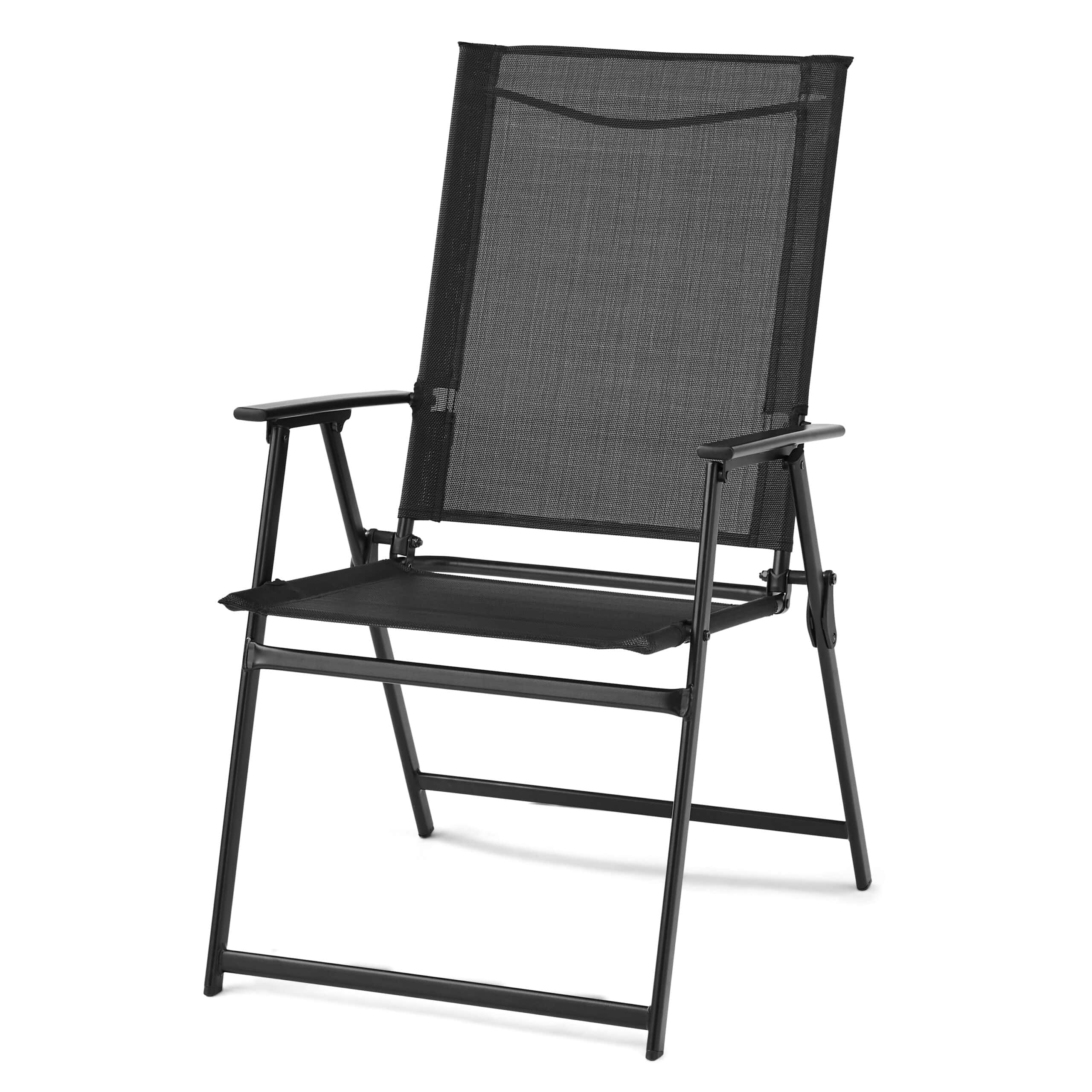 Mainstays Greyson Steel and Sling Folding Outdoor Patio Armchair - Set of 2, Black