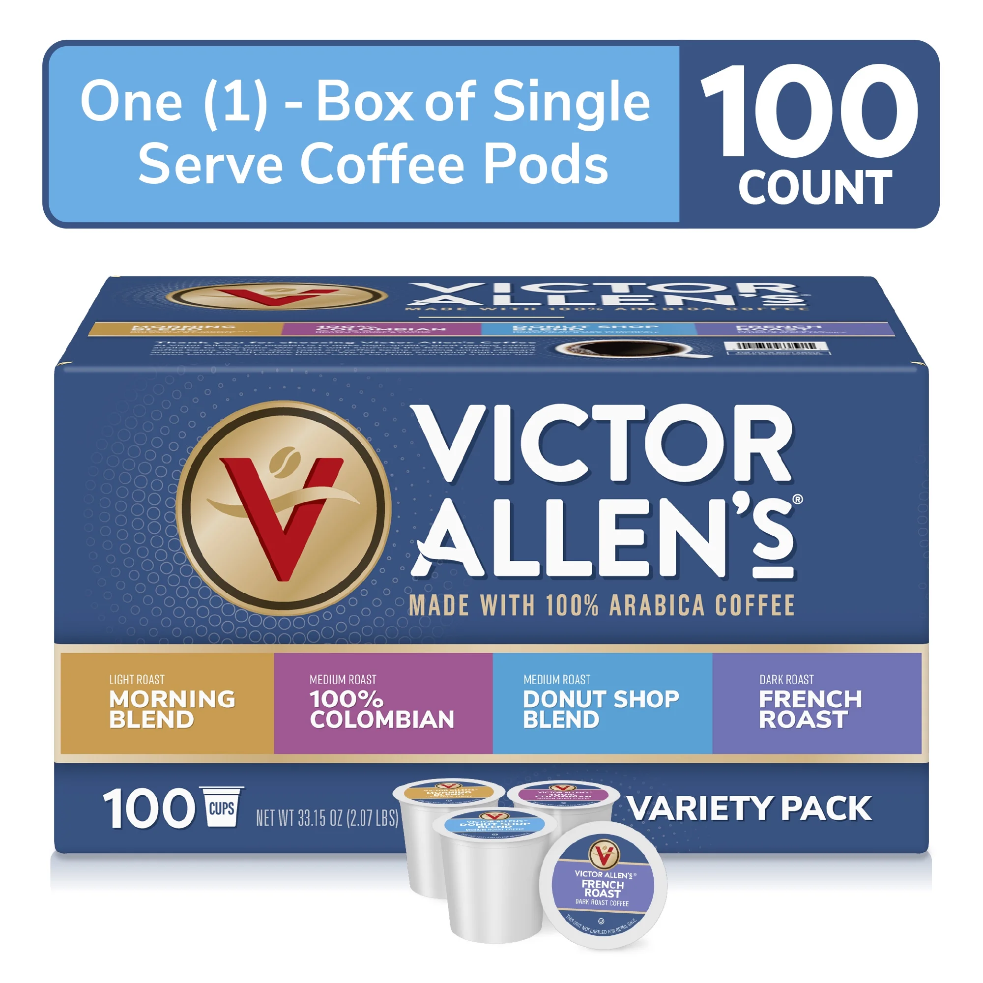 Victor Allen's Coffee Favorites Variety Single Serve K-Cup Coffee Pods, 100 Count