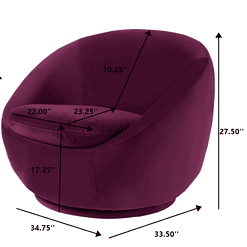 Better Homes & Gardens Better Homes & Gardens Mira Swivel Chair, Merlot Velvet