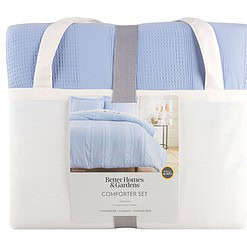 Better Homes & Gardens 3-Piece Blue Waffle Stripe Comforter Set, Adult Full/Queen