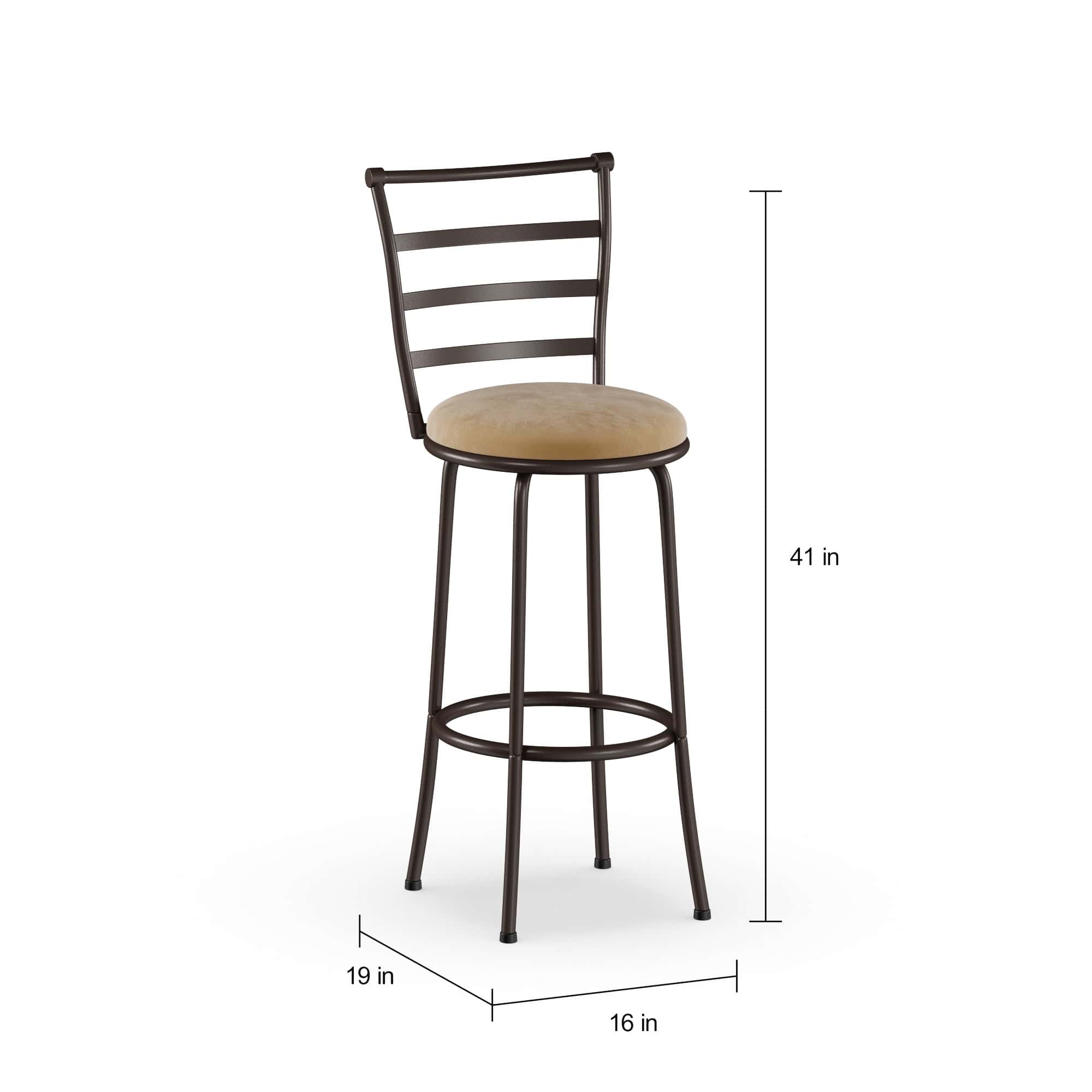 Mainstays 3-Pack Indoor Adjustable 24" or 29" Bronze Ladder Back Swivel Barstool, Tan Microfiber Seat