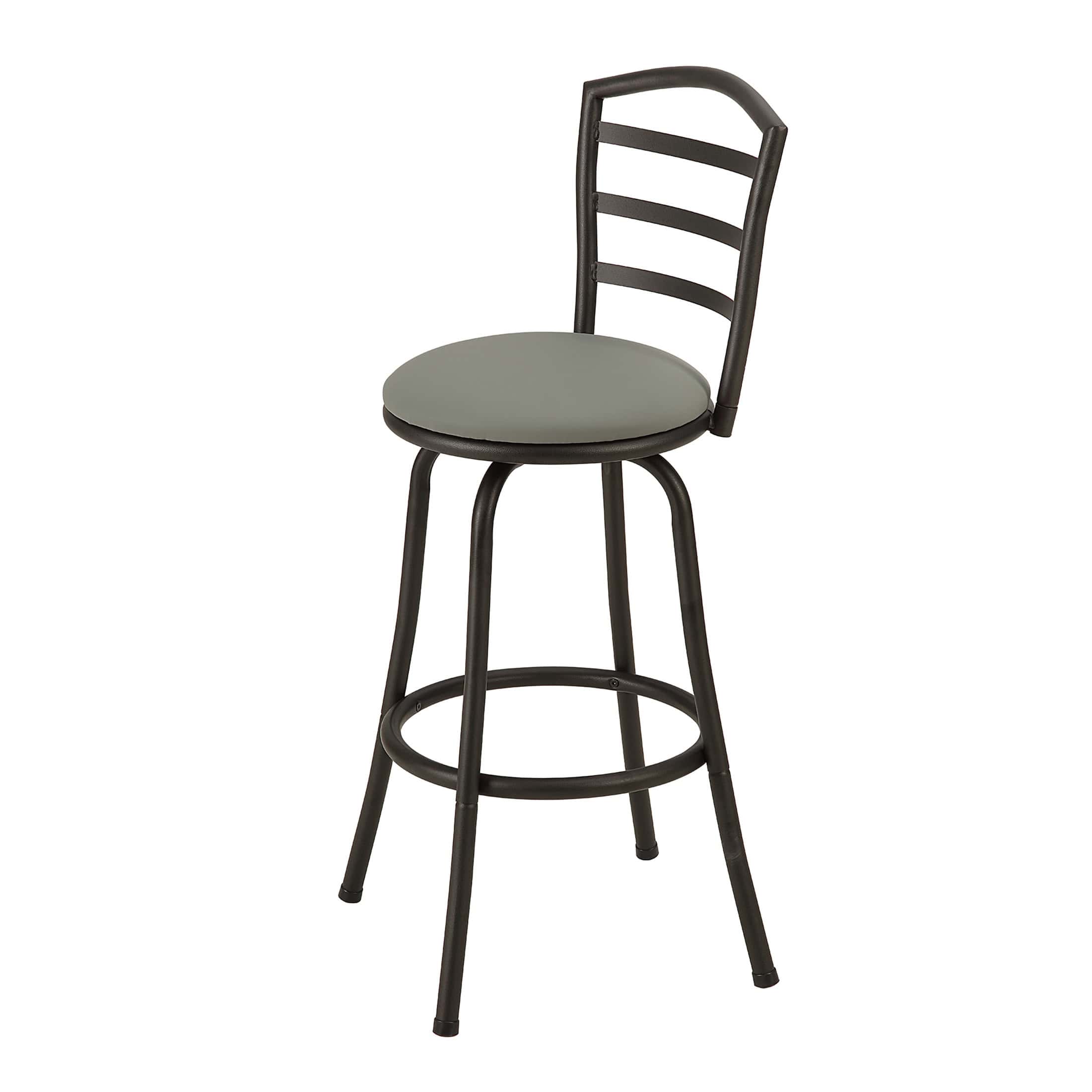 Mainstays 3-Pack Indoor Adjustable 24" or 29" Swivel Adjustable Black Metal Barstool, Dark Gray Seat