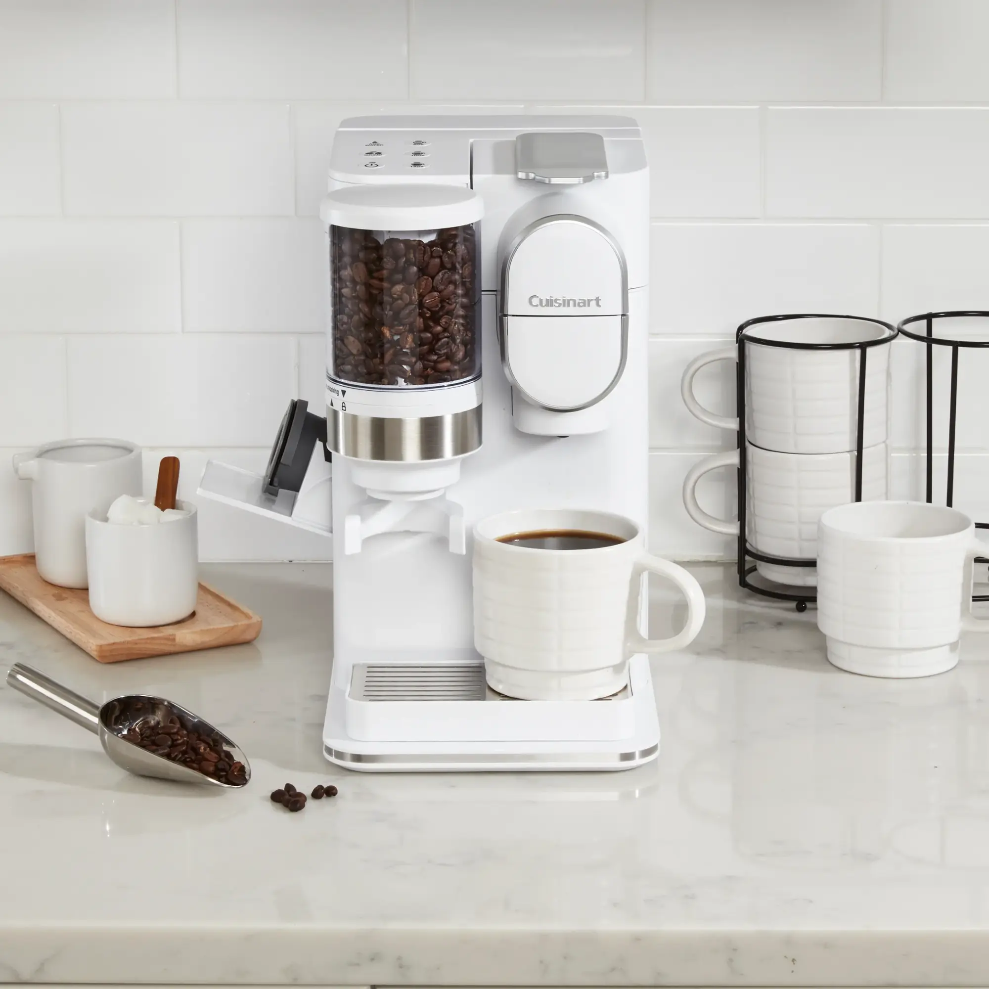 Cuisinart - Grind & Brew Single-Serve Coffeemaker - White