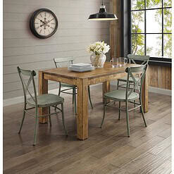 Better Homes and Gardens Collin Distressed Dining Chair, Set of 2, Green Finish