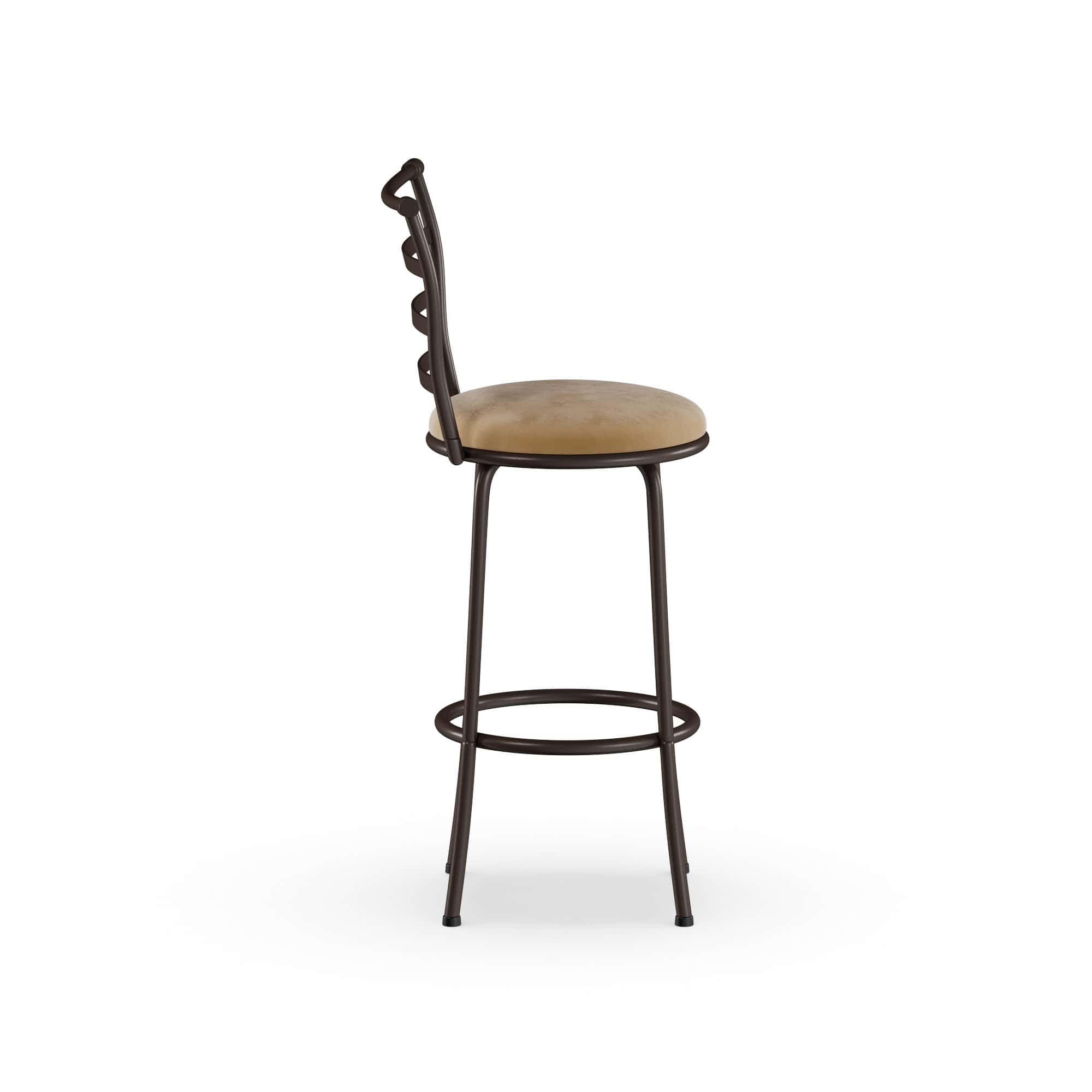 Mainstays 3-Pack Indoor Adjustable 24" or 29" Bronze Ladder Back Swivel Barstool, Tan Microfiber Seat