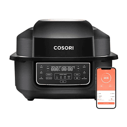 Cosori - Aeroblaze Smart Indoor 8-in-1 Grill with 6-qt Air Grill, Crisp, Dehydrate, Broil, Roast, Bake - Black