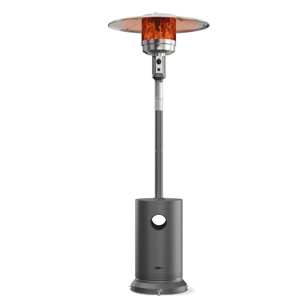 EAST OAK 48,000 BTU Patio Heater for Outdoor Use With Round Table Design, Double-Layer Stainless Steel Burner and Wheels, Gray