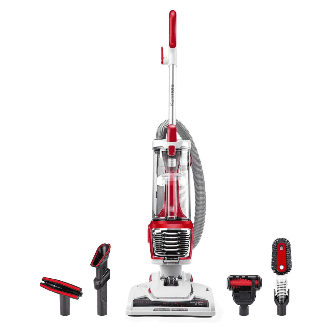 Kenmore DU2015 Bagless Upright Vacuum Lightweight Carpet Cleaner with 10’Hose, HEPA Filter, 4 Cleaning Tools for Pet Hair, Hardwood Floor, 2L, Red