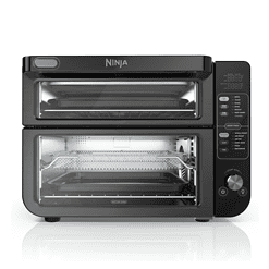 Ninja, Toaster Oven, Double Oven with FlexDoor, FlavorSeal & Smart Finish, Rapid Top Oven, Air Fry, Bake, Roast, Toast, Fry, Pizza, Convection Oven, 13-in-1, Black, DCT402BK