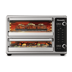PowerXL SmartSynx Dual Door Air Fryer Oven, Cook Different Food at the Same Time, Stainless Steel