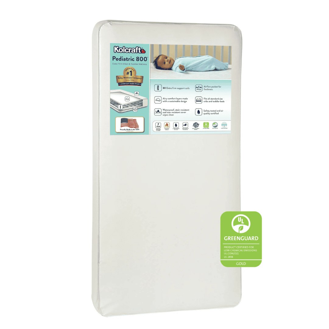 Kolcraft Pediatric 800 Extra Firm Ultra Deluxe, 80 Coil Baby Crib and Toddler Mattress, White