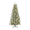Holiday Living 6.5-ft Slim Flocked Frost Berry Mixed Needle Pre-lit LED Artificial Christmas Tree