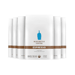 Blue Bottle Whole Bean Organic Coffee, Espresso, Dark Roast, 12 Ounce bag (Pack of 6)